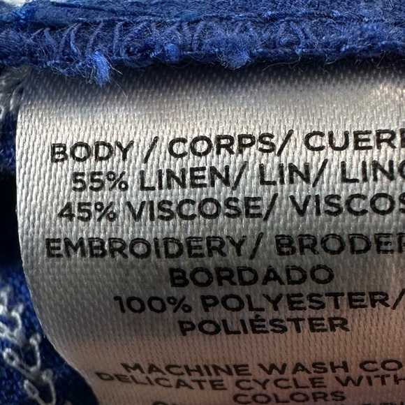 Loft Linen Cotton Floral Embroidered Ruffle Square Neck Swing Dress - Picture 8 of 9